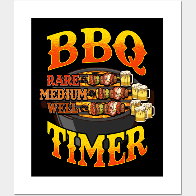 BBQ Timer Grilling Grill Master Beer Drinking Humor Dad Wall Art by E